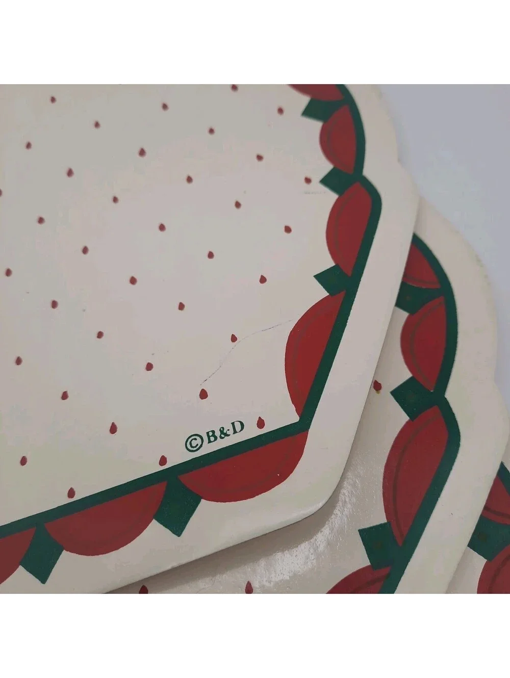 Vintage Christmas Teddy Bear Placemat B&D Holiday Red Green 15